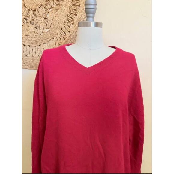 Pronto Uomo 100% Cashmere Sweater XL Red V-Neck Luxury Soft Knit Men’s Pullover - Picture 2 of 5